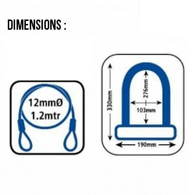 Antivol Vélo Combiné U Et Cable à Clefs - Oxford 3 Antivol Vélo Combiné U Et Cable à Clefs - Oxford – Image 3